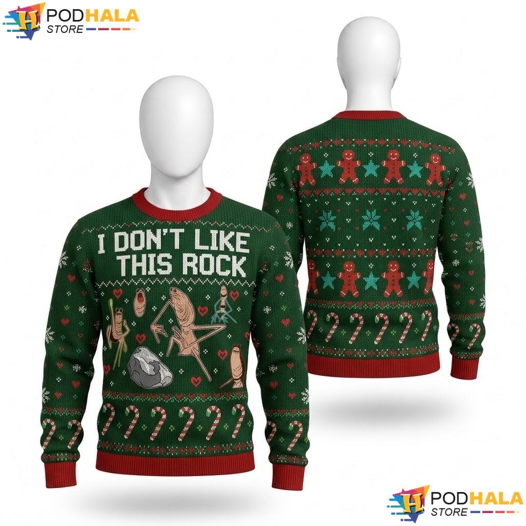 Worm Dont Like Rock Ugly Xmas Sweater Quirky Funny Christmas Apparel