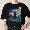 Cat, Scary Night Cat, Van Gogh, Halloween T-Shirt