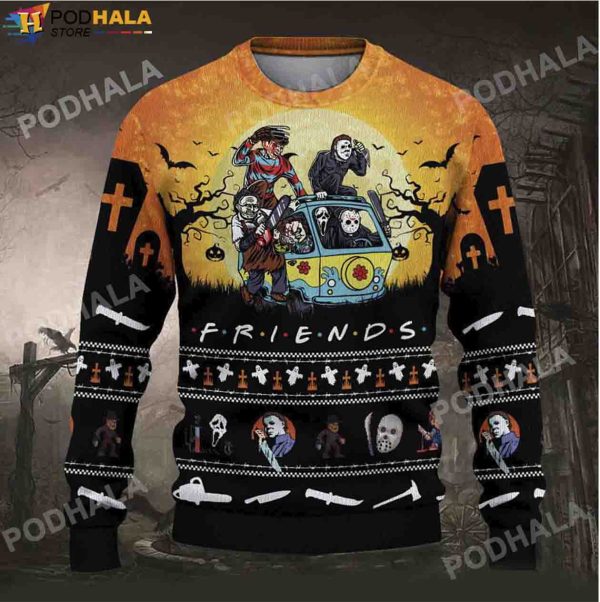 Friends Horror Killers Character Movie Halloween Gifts Ugly Sweater