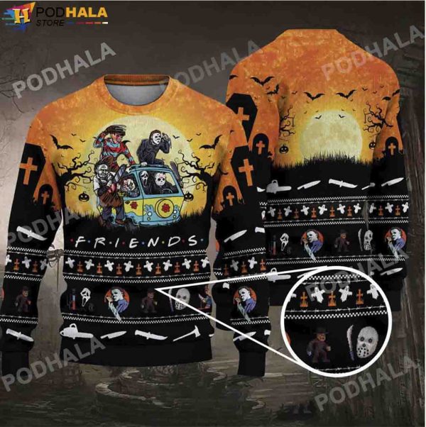 Friends Horror Killers Character Movie Halloween Gifts Ugly Sweater