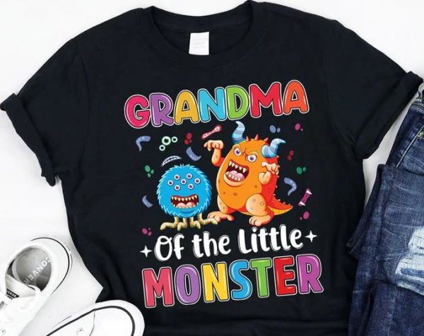 Grandma Of The Little Monster Birthday Party Family Monster T-Shirt