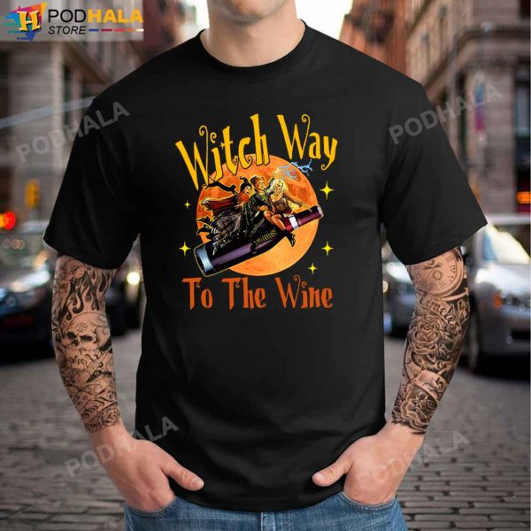 Hocus Pocus Costumes Witch Way To The Wine T-Shirt, Halloween Gifts