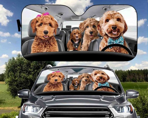 Love Goldendoodle Family Couple Car Windshield Sun Shade