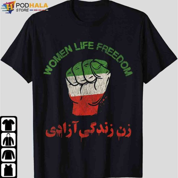 RISE WITH THE WOMEN OF IRAN Women Life Freedom #Mahsaamini T-Shirt