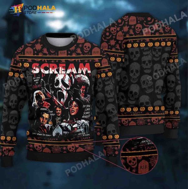 Scream Movie Characters Halloween Ugly Sweater, Halloween Gifts
