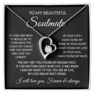 To My Soulmate Necklace, Gift For Wife Girlfriend From Husband, Birthday Gift