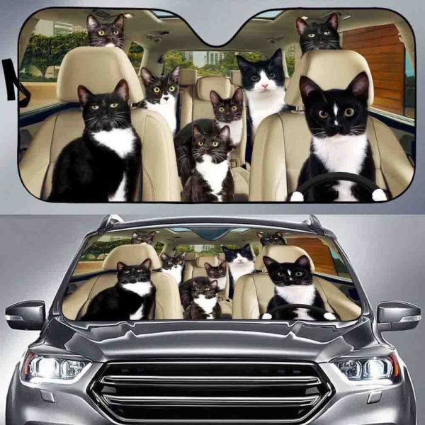 Tuxedo Cats Car Windshield Sun Shade