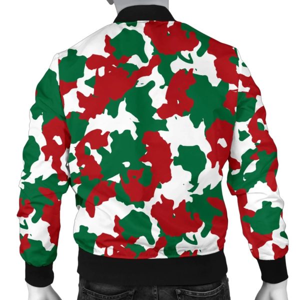 Christmas Color Camo Print Men Casual Bomber Jacket