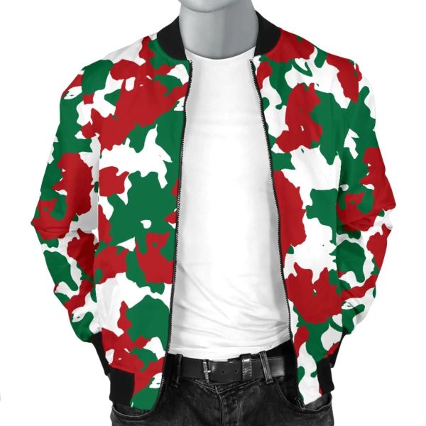 Christmas Color Camo Print Men Casual Bomber Jacket