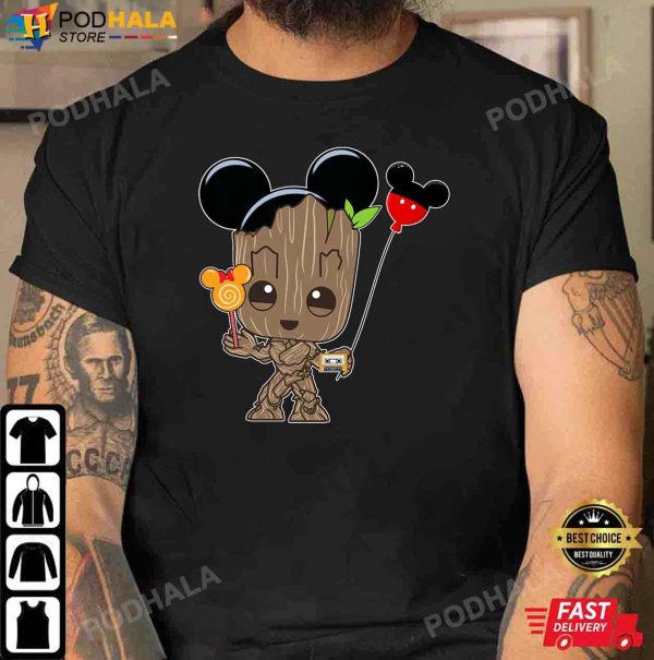 Baby Groot And Mickey Ears T-Shirt, Mickey Christmas Shirt