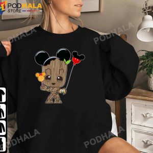 Baby Groot And Mickey Ears T Shirt Mickey Christmas TShirt