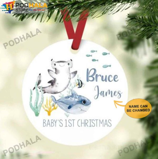 Baby Shark 1st Christmas Ornament, Personalized Family Ornaments