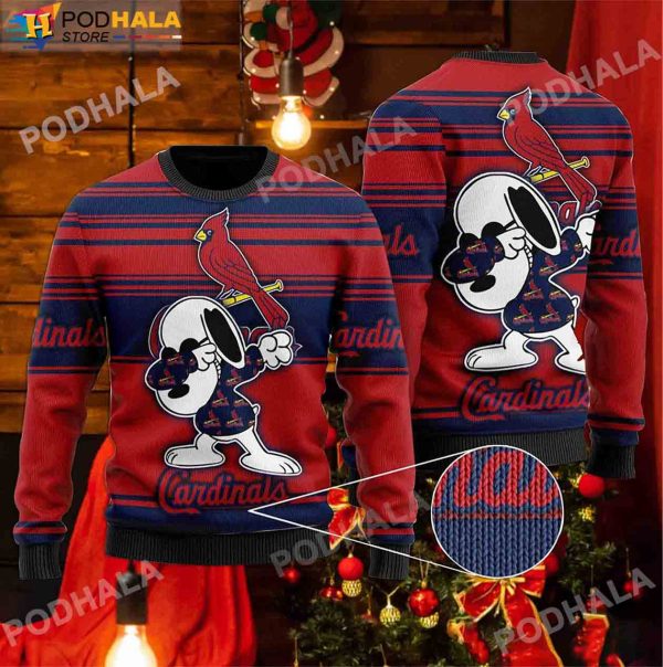 Baseball MLB St Louis Cardinals Fan, Snoopy Lover Ugly Christmas Sweater