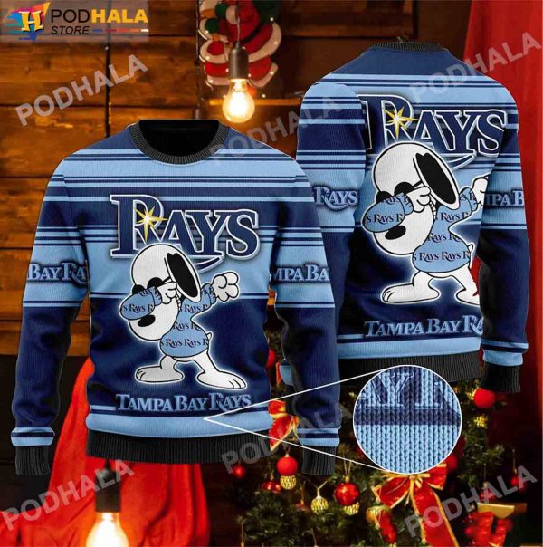 Baseball MLB Tampa Bay Rays Fan, Snoopy Lover Ugly Christmas Sweater
