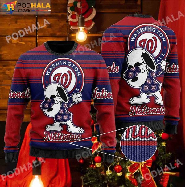 Baseball MLB Washington Nationals Fan, Snoopy Lover Ugly Christmas Sweater