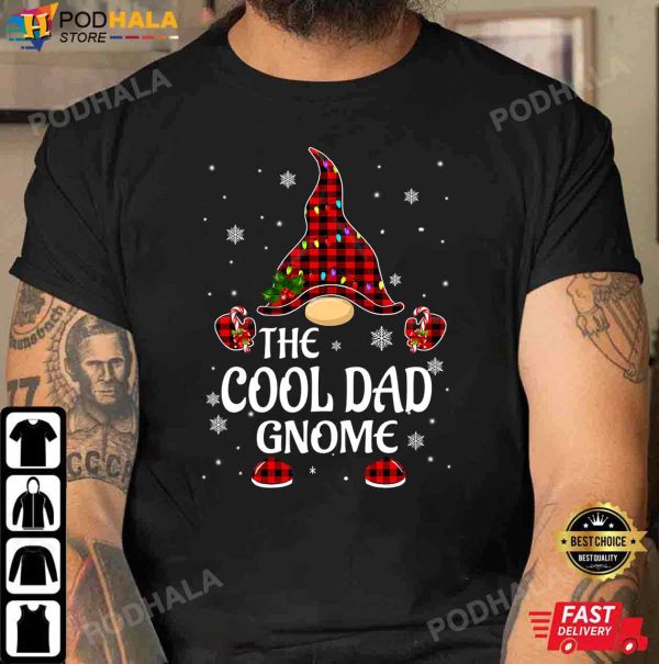 Best Christmas Gifts For Dad, Cool Dad Gnome Buffalo Plaid T-Shirt