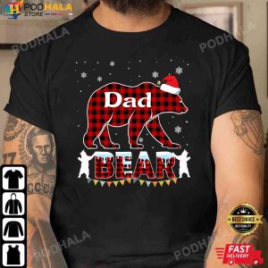 Best Christmas Gifts For Dad, Dad Bear Red Plaid Buffalo T-Shirt