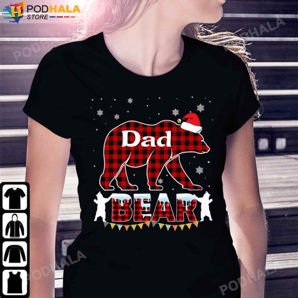 Best Christmas Gifts For Dad, Dad Bear Red Plaid Buffalo T-Shirt