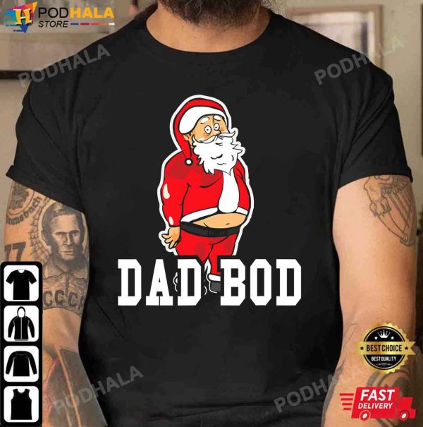Best Christmas Gifts For Dad, Dad Bod Santa Suit Belly T-Shirt