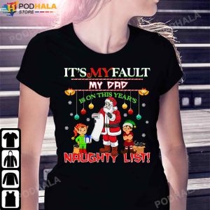 Best Christmas Gifts For Dad Santa Naughty List Dad TShirt