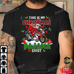 Best Christmas Gifts For Dad, Santa Riding Motorbike Biker T-Shirt
