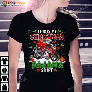 Best Christmas Gifts For Dad Santa Riding Motorbike Biker TShirt