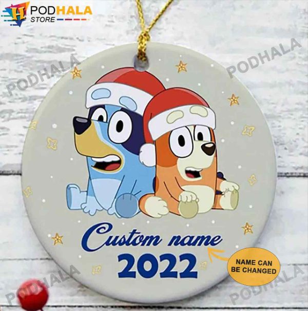 Bluey Family Custom Christmas Ornaments, Personalized Name 2022 Tree Xmas
