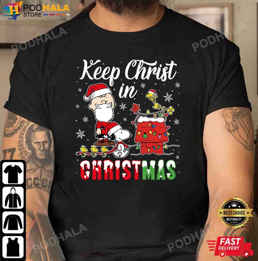 Charlie Brown Peanuts Keep Christ in Christmas Snoopy Christmas Shirt