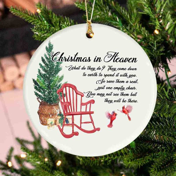 Christmas In Heaven Ornament, Chair Ornament Memorial Angel Ornaments