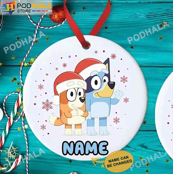 Custom Christmas Ornaments, Bluey Family 2022 Personalized Name Decor