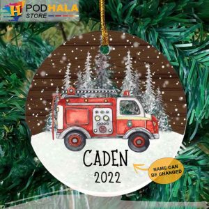 Custom Christmas Ornaments, Personalized Firetruck Ornaments