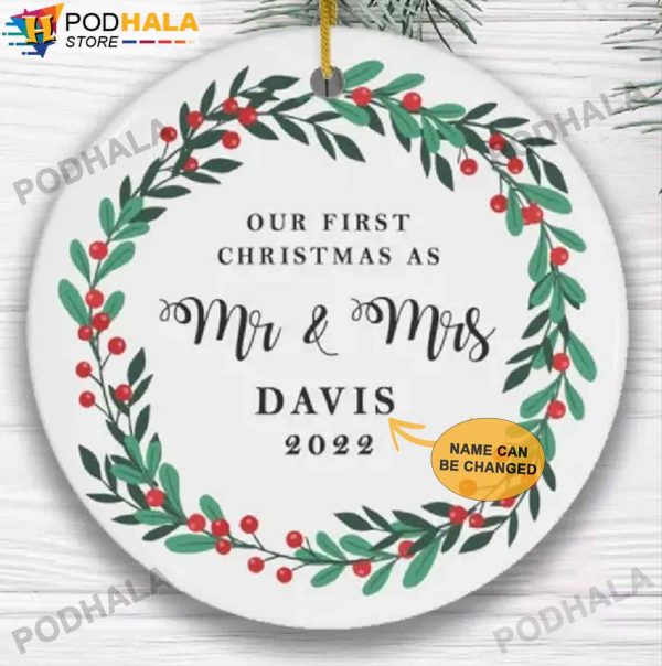 Custom Christmas Ornaments, Personalized Mr Mrs Our First Christmas