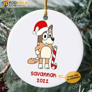 Custom Christmas Ornaments, Personalized Name Bluey 2022 Tree Xmas