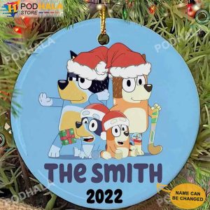 Custom Christmas Ornaments, Personalized Name Bluey And Bingo Tree Xmas