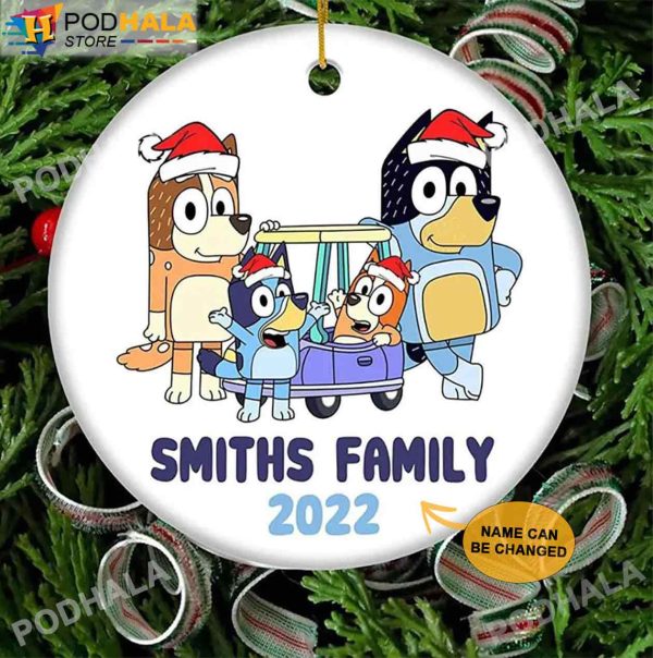 Custom Christmas Ornaments, Personalized Name Bluey Bandit Dad And Chilli Mum