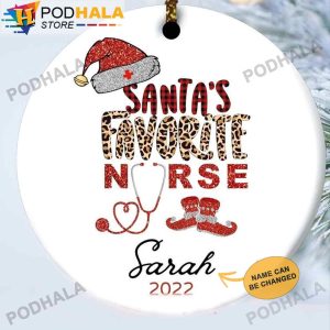 Custom Christmas Ornaments, Personalized Santa’s Favorite Nurse Ornaments