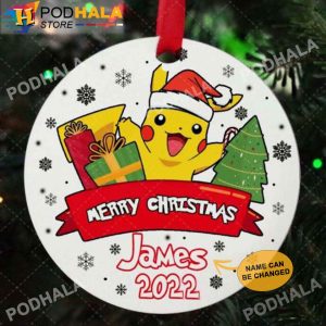 Custom Christmas Ornaments, Pikachu Pokemon Personalized Ornaments