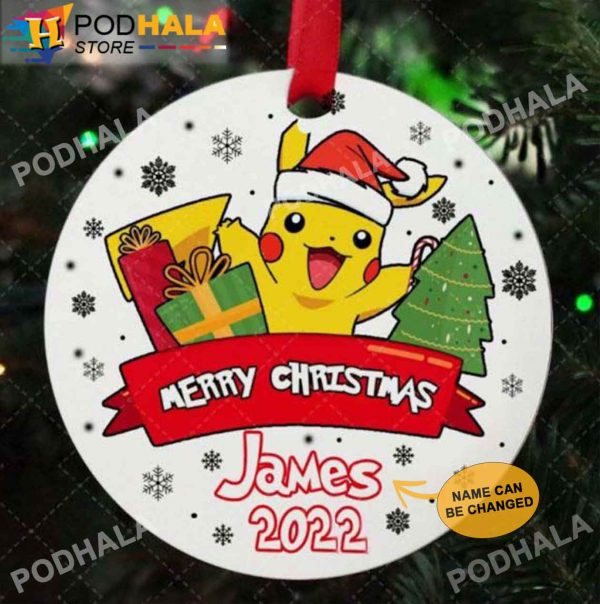 Custom Christmas Ornaments, Pikachu Pokemon Personalized Ornaments
