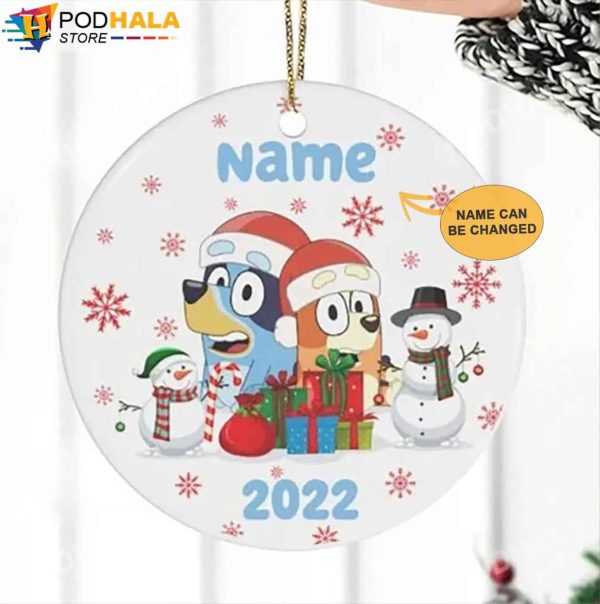 Custom Christmas Ornaments, Santa Bluey Family Personalized Name Decor