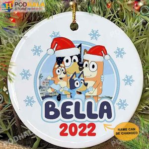 Custom Christmas Ornaments, Santa Claus Bluey Family Personalized Name
