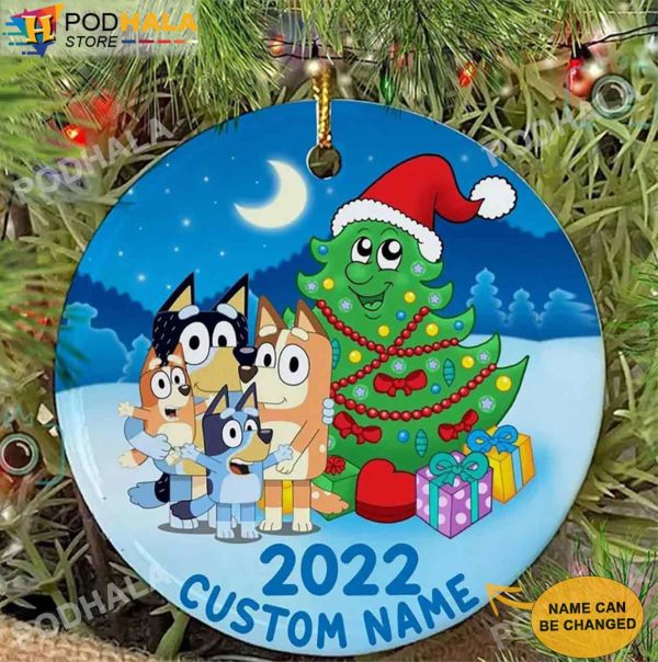 Custom Christmas Ornaments, Xmas Tree Bluey Family Personalized Name Decor