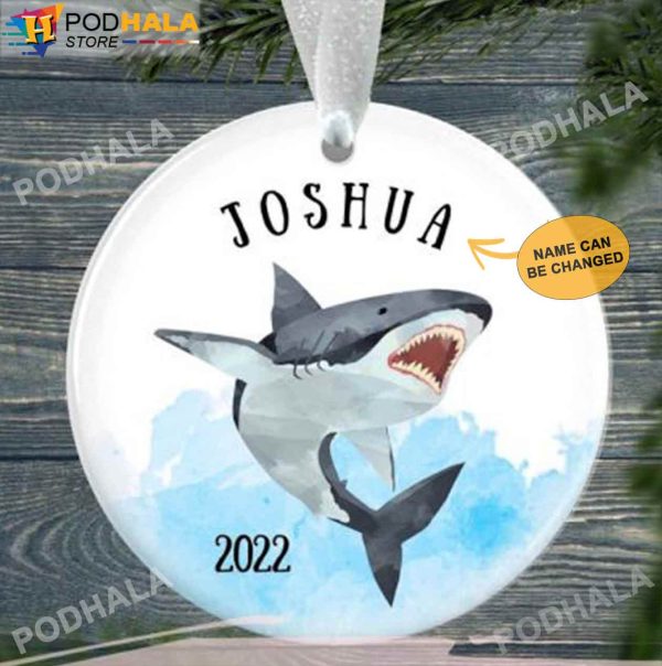 Custom Name Shark Ornament, Personalized Family Ornaments