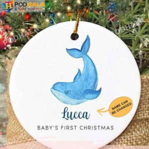 Custom Name Whale Christmas Ornament, Personalized Family Ornaments