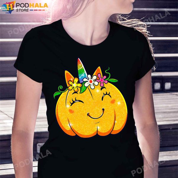 Cute Unicorn Halloween Pumpkin Thanksgiving T-Shirt