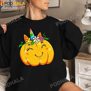 Cute Unicorn Halloween Pumpkin Thanksgiving sweatshirt