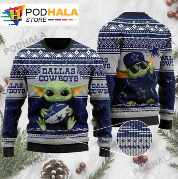 Dallas Cowboys Sweater Baby Yoda Fan Ugly Christmas Sweater
