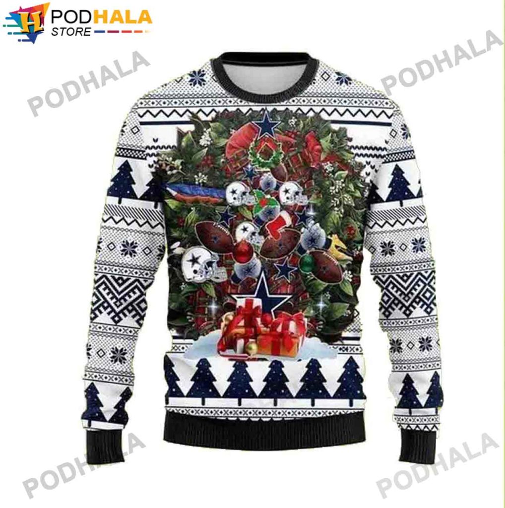 Dallas Cowboys Christmas Tree Ugly Christmas Sweater, Gifts For Cowboys Fans