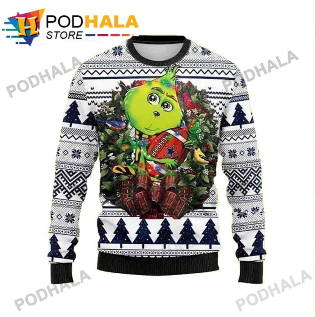 Dallas Cowboys Sweater Grinch Hug Football Ugly Christmas Sweater