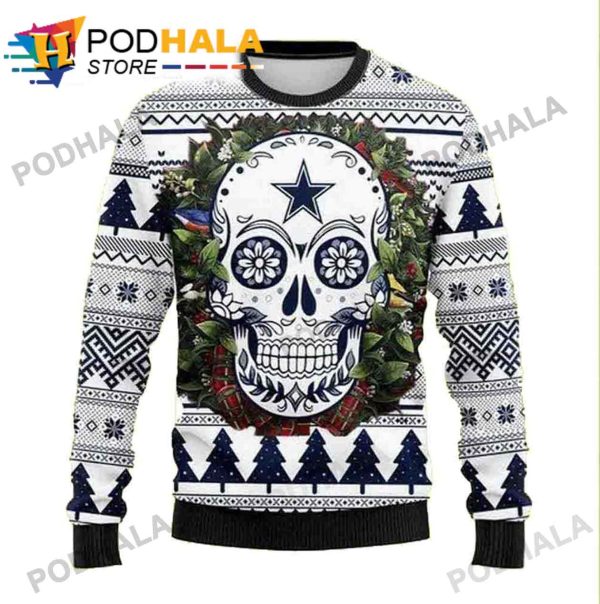 Dallas Cowboys Sweater NFL Skull Flower Ugly Christmas Sweater
