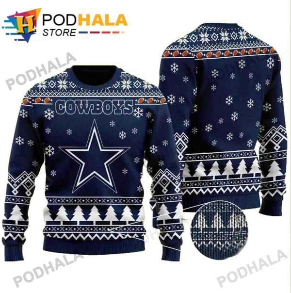Dallas Cowboys Sweater NFL Xmas Tree Snowflakes Ugly Christmas Sweater